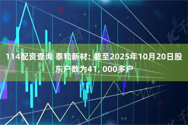 114配资查询 泰和新材: 截至2025年10月20日股东户数为41, 000多户